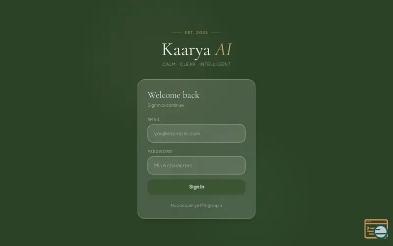 Screenshot of Kaarya AI