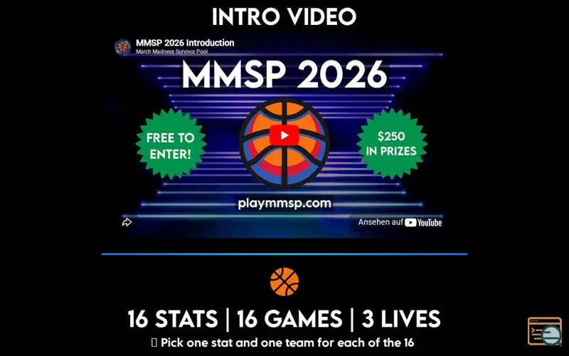 Screenshot of March Madness Survivor Pool