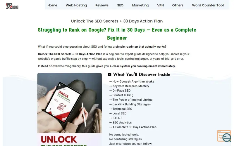 Screenshot of Unlock the SEO Secrets