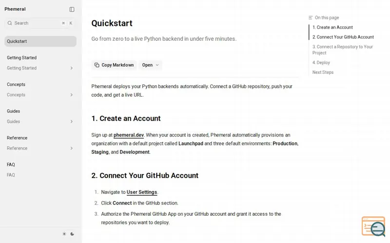Screenshot of Host Infinite Python Services
