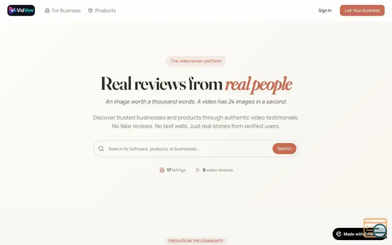 Screenshot of VidVow