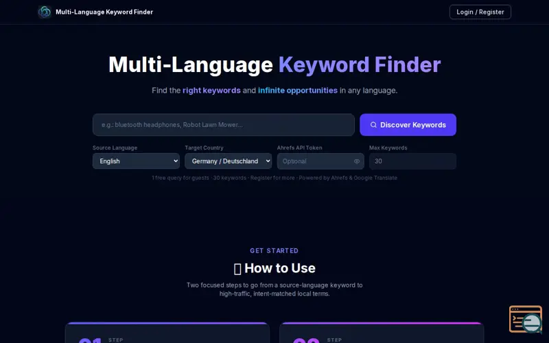 Screenshot of Multi-Language Keyword Finder