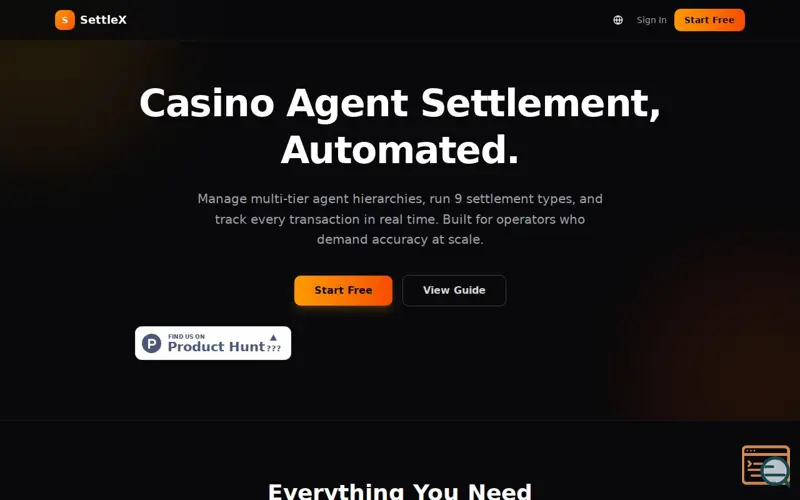 Screenshot of SettleX