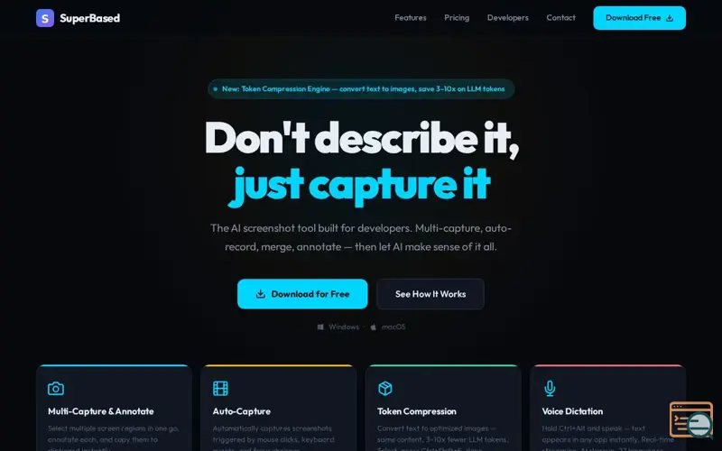 Screenshot of SuperBased — Screenshot App for Devs