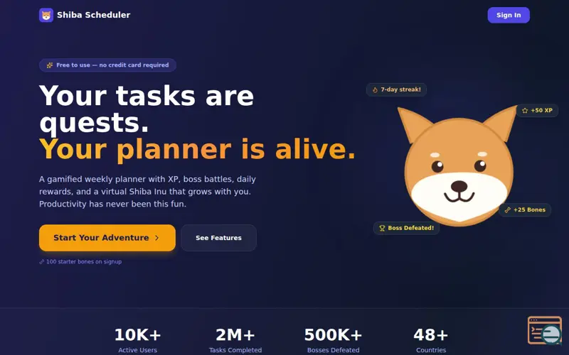 Screenshot of Shiba Scheduler