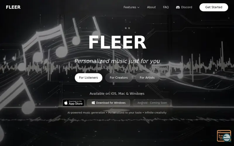 Screenshot of Fleer - AI Music Platform