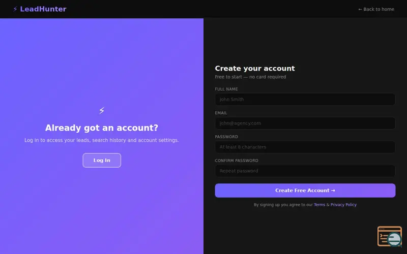 Screenshot of LeadHunter