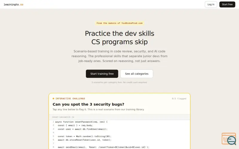 Screenshot of LearningTo.co