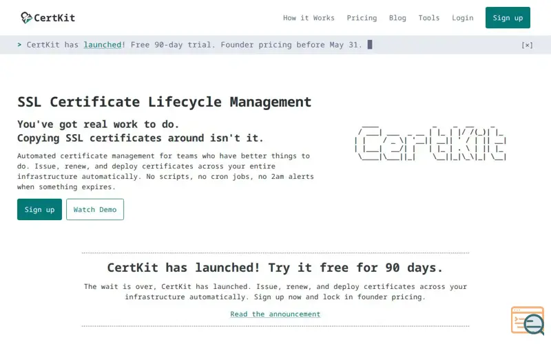 Screenshot of CertKit