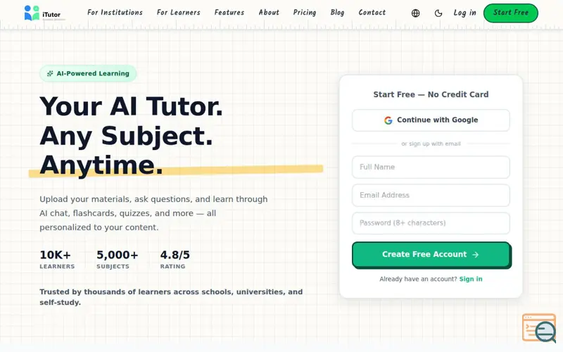 Screenshot of iTutor