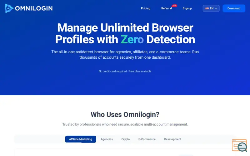 Screenshot of Omnilogin