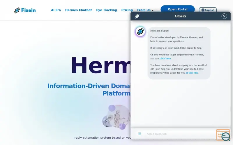 Screenshot of Fixein Hermes Chatbot
