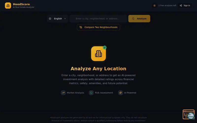 Screenshot of HoodScore