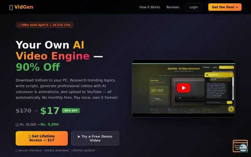 Screenshot of Vidgen Content Engine