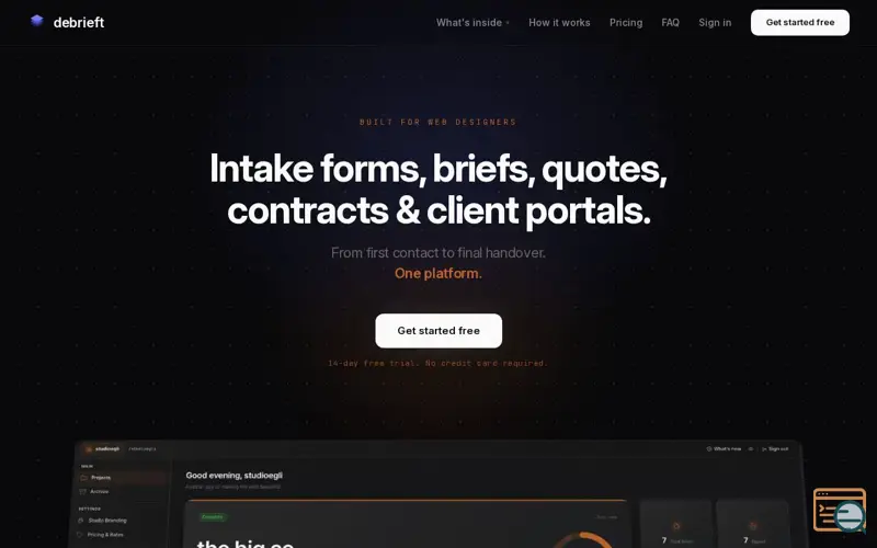 Screenshot of debrieft