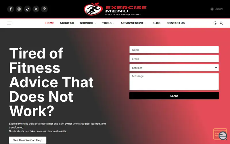 Screenshot of Exercisemenu