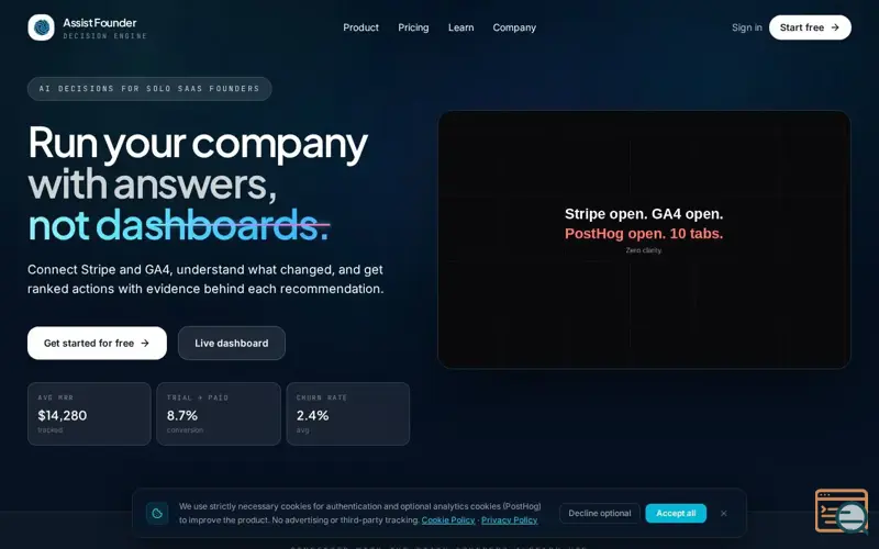 Screenshot of Assist Founder