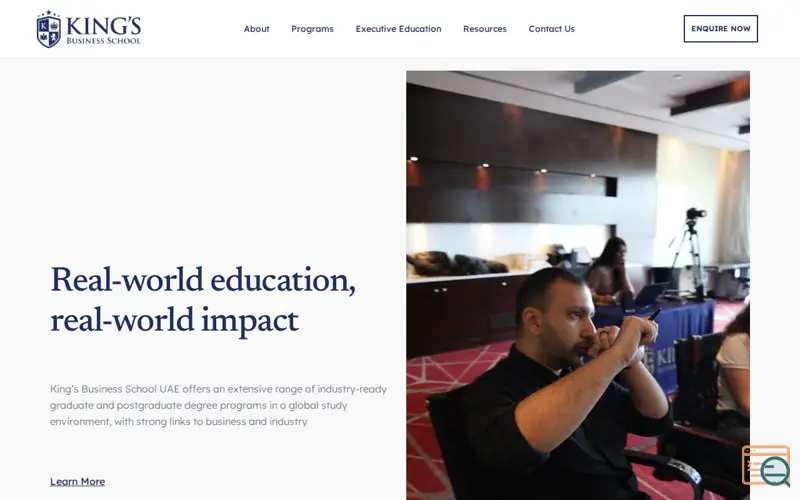 Screenshot of King's Business School