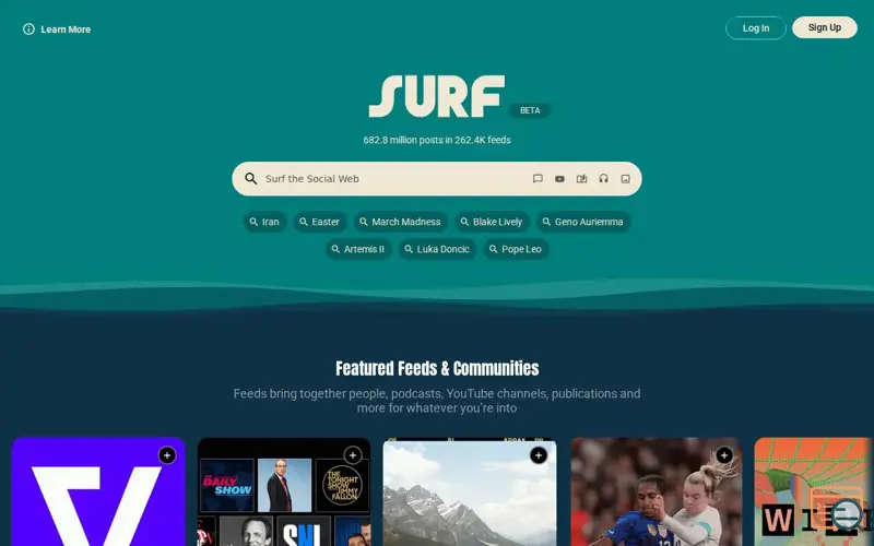 Screenshot of Surf Social Websites