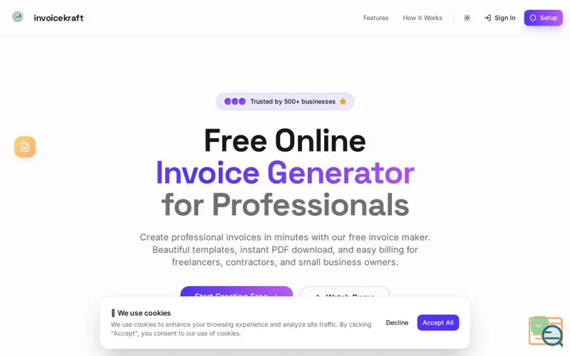 Screenshot of InvoiceKraft