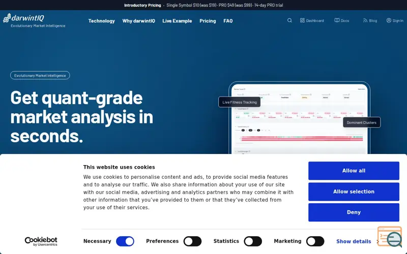 Screenshot of darwintIQ