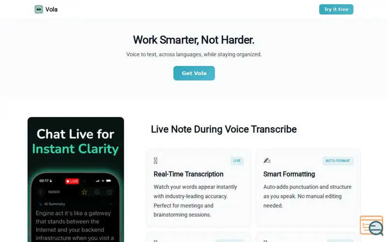 Screenshot of Vola: AI Voice Note Taker