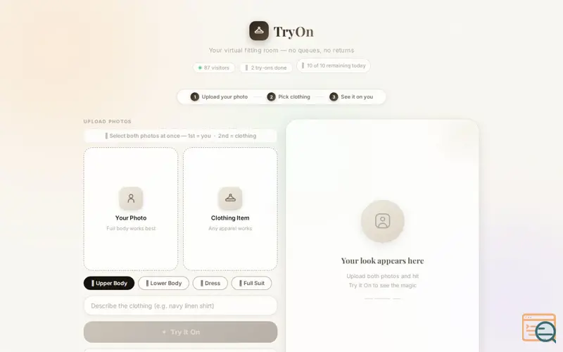 Screenshot of TryOn — Virtual Fitting Room