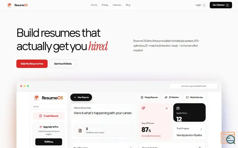 Screenshot of ResumeOS