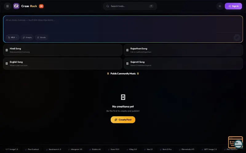 Screenshot of CrazeRock AI