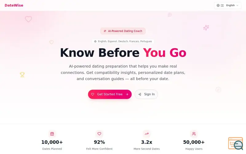 Screenshot of DateWise