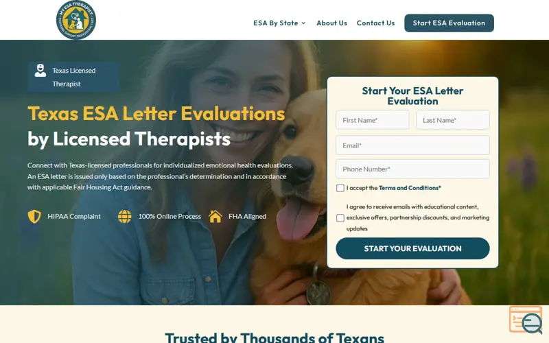 Screenshot of Online ESA Letter Evaluation in Texas