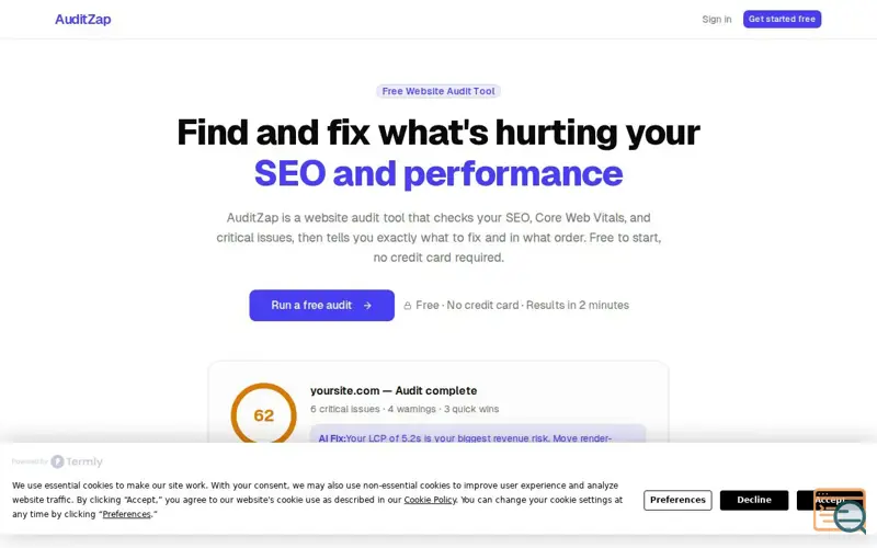 Screenshot of AuditZap