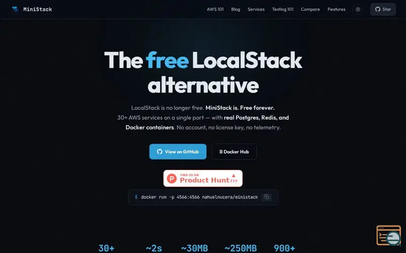 Screenshot of MiniStack