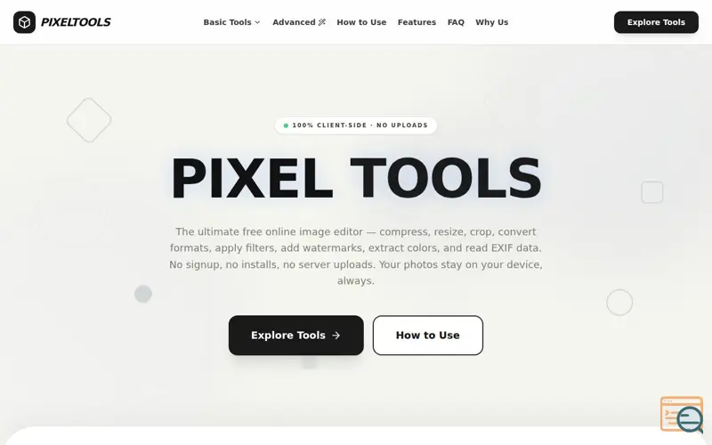 Screenshot of PixelTools7 – Free Online Image Toolkit