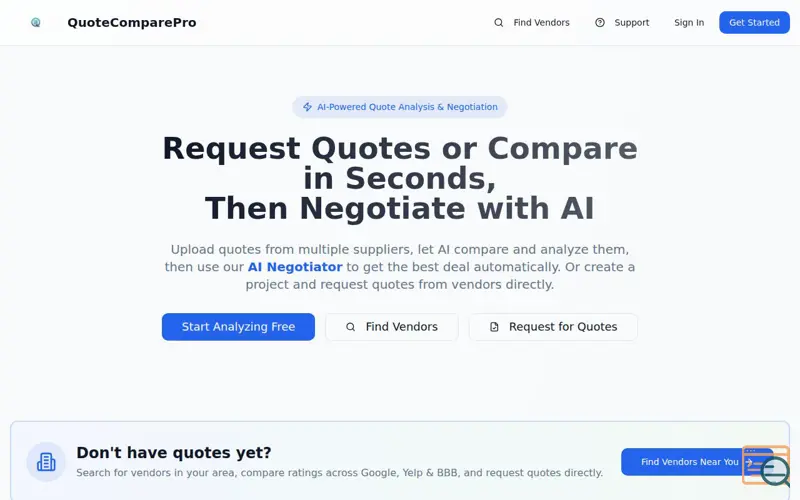 Screenshot of QuoteComparePro