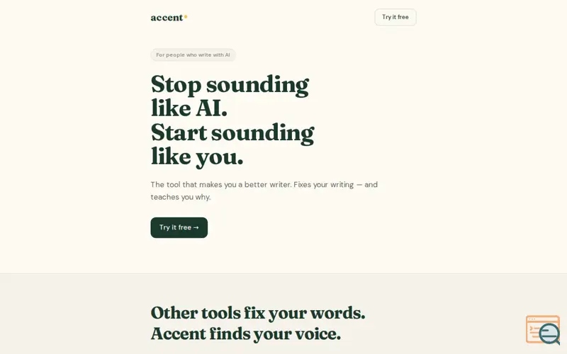 Screenshot of accent.