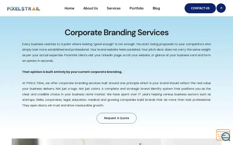 Screenshot of Corporate Branding