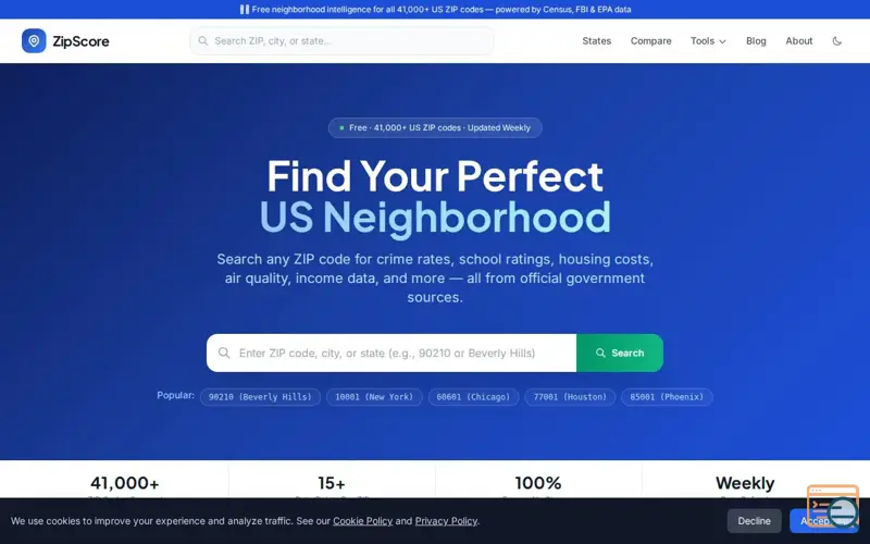 Screenshot of ZipScore