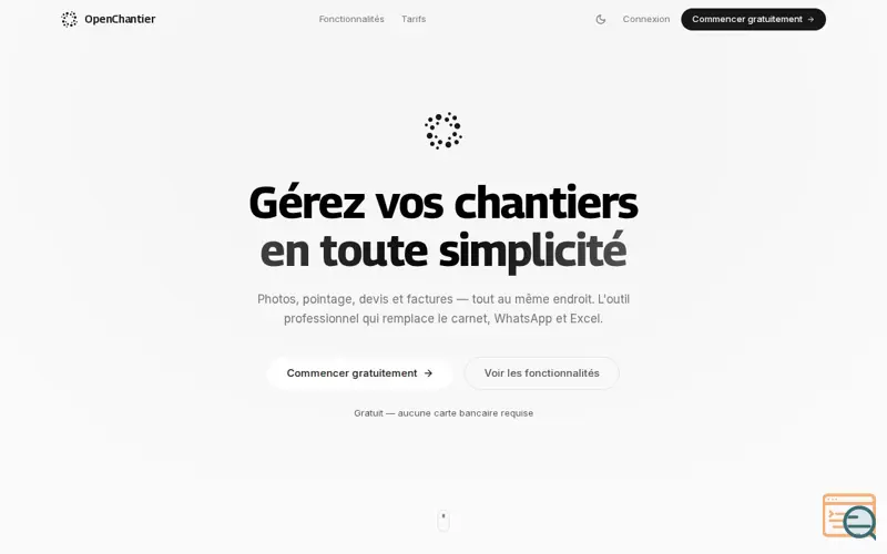 Screenshot of openChantier