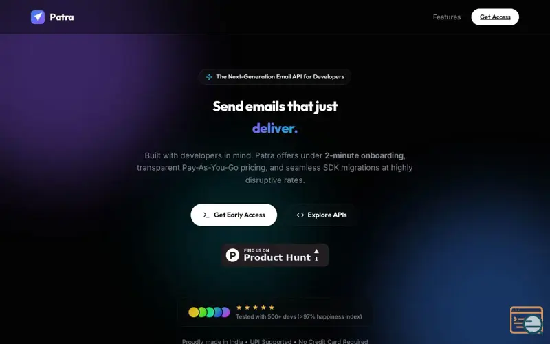 Screenshot of Patra Email