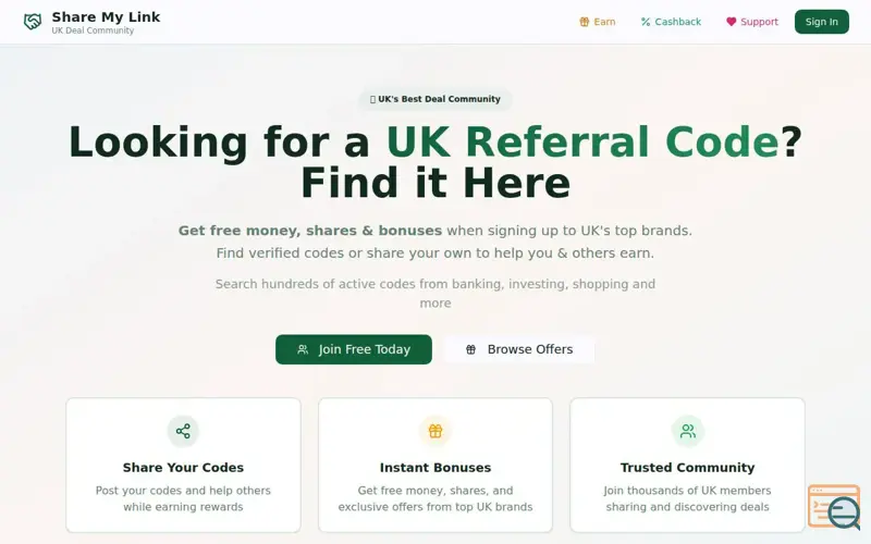 Screenshot of Share My Link