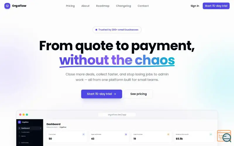 Screenshot of Orgaflow