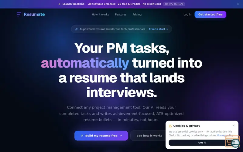 Screenshot of Resumate