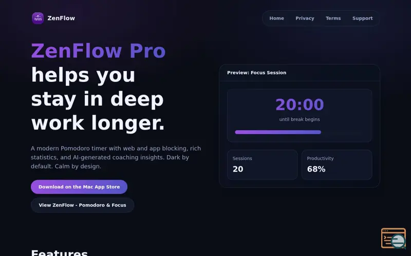 Screenshot of ZenFlow