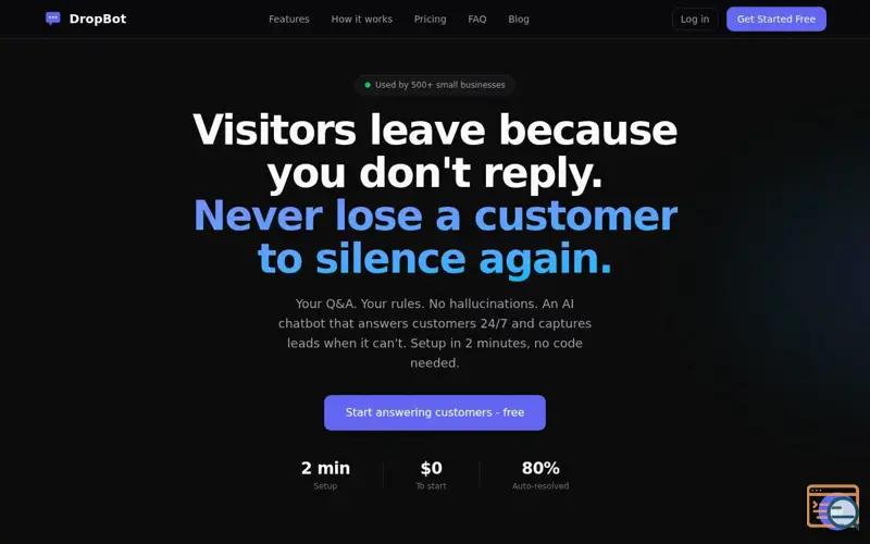 Screenshot of DropBot