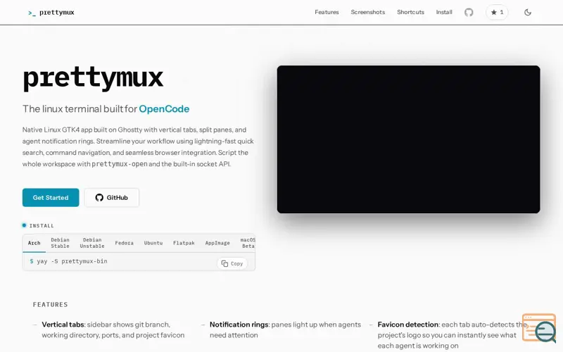 Screenshot of Prettymux