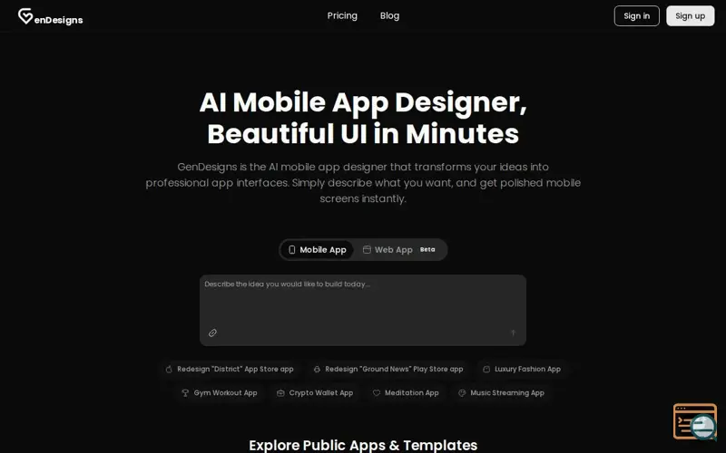 Screenshot of GenDesigns AI