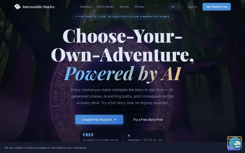 Screenshot of Interactable Stories