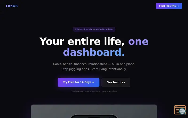 Screenshot of LifeOS