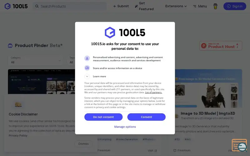 Screenshot of 10015 Product Finder